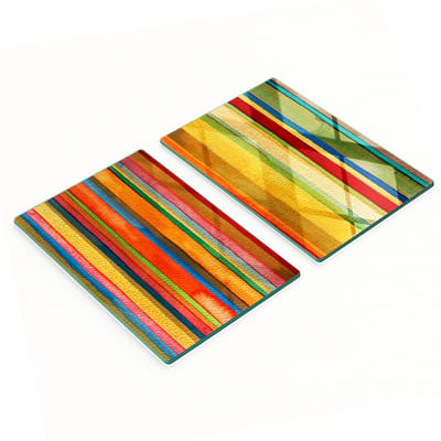 Glazen snijplanken voor in de keuken met grafische gekleurde strepen, 2x40x52 cm