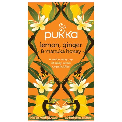 Pukka Tea Lemon, Ginger & Manuka Honey - 20 Theezakjes - Biologische Kruidenthee Citroen, Gember, Honing - 1 x 20 Zakjes