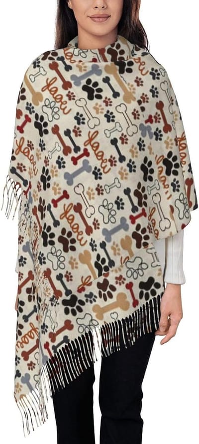 Sjaal Met Pootprint - Dames Sjaal - Warm Blijven - Kasjmier Look - 200 x 72 cm - Niet Gespecificeerd
