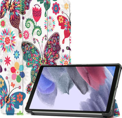 Hoesje - Geschikt voor Samsung Galaxy Tab A7 Lite - Dun & Stevig - Hardcover Book Case - Trifold Bookcase Hoes - Hard Cover - Tablethoes - Vlinders