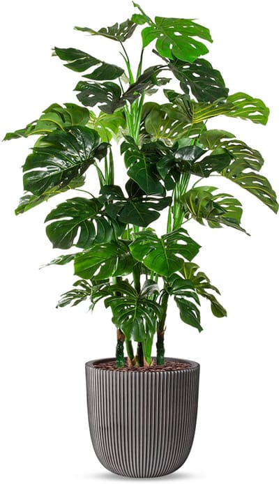 Kunstplant Monstera XL in Planter Ball groove antraciet H155 cm