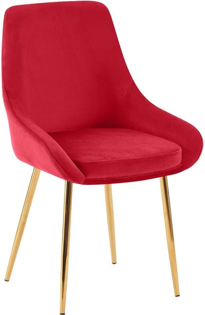 CLP Elmira Eetkamerstoel - Klassiek - Met rugleuning - Met armleuning - Met rugleuning - Velvet - goud/rood