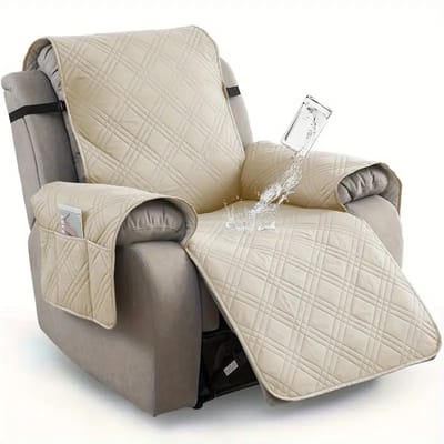 Daity 1 stuk waterdichte ligstoelhoes - antislip ligstoelhoes met zakken - huisdierbestendige bankhoes - wasbare meubelbeschermer - eenvoudig te installeren - geschikt voor woonkamer - huisdecoratie - Halloweendecoratie - kerstdecoratie (beige)