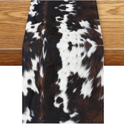 Westerse Koeienhuid Print Linnen Tafel Runner Huis Tafel Decoratie Herbruikbaar Boerderij Keuken Eettafel Runner Feest Decoratie 150x33cm black