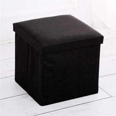 Opvouwbare opbergpoef - Zwarte poef - Extra opbergruimte - Gevoerd zitvlak - 30 x 30 x 30 cm - Zwart