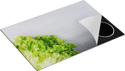 Chefcare Inductie Beschermer Groene Sla op Grijze Marmer - 75x50 cm - Afdekplaat Inductie - Kookplaat Beschermer - Inductie Mat