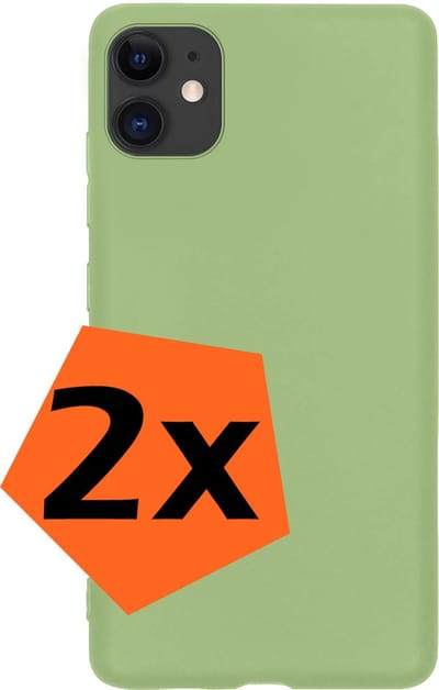 Hoes - 2 Stuks - Geschikt voor Apple iPhone 11 - Sterk & Shockproof - Case Siliconen - Back Cover - Telefoon Hoes - Groen