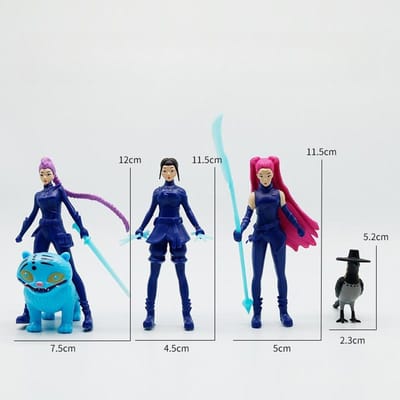 Anime Kpop Chasseurs de Démons Figurine Rumi Mira Zoey Derpys Tigre Figurine Jouet Mignon Décoration de Bureau Statues Ornement Cadeaux pour Enfants blue
