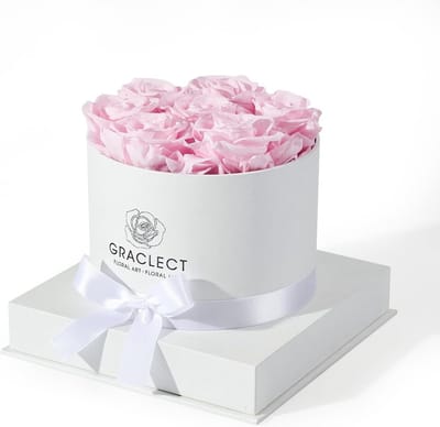 Eeuwige Rozen - Bewaarde Rozen Cadeau Rozen - Romantisch Cadeau - Echte Rozen Handgemaakt - 17x17x19 cm - Roze