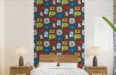 Behang - Fotobehang Patronen - Monster - Dieren - Jongens - Kinderen - Kids - Breedte 150 cm x hoogte 240 cm