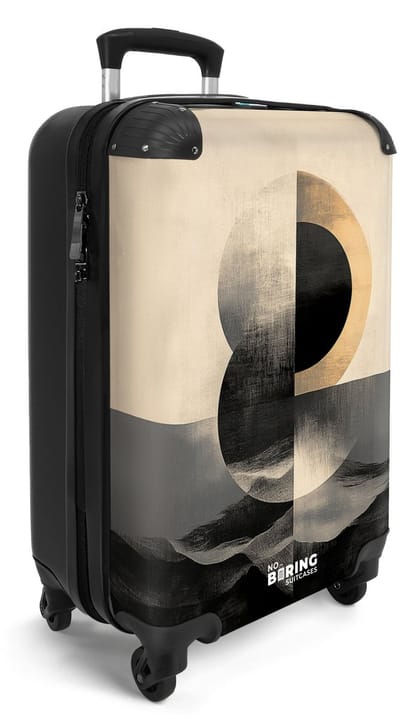 NoBoringSuitcases.com® - Handbagage koffer lichtgewicht - Reiskoffer trolley - Abstract beige en zwart landschap - Reis rolkoffer met wieltjes - Carry on reistrolley op wielen - Luggage suitcase - 55x40x20 en 55x35x25 - Bagage 55 cm