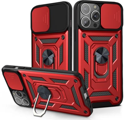 Hoesje geschikt voor iPhone 17 Air - Backcover - Rugged Armor - Camerabescherming - Extra valbescherming - TPU - Rood