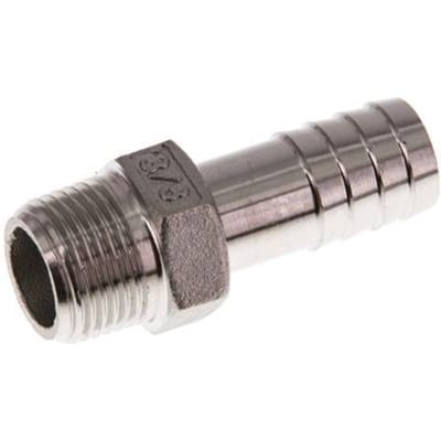 R 3/8'' Buitendraad x 13mm RVS Slangpilaar 16 Bar