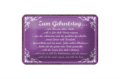 Blechschild Spruch 18x12cm zum Geburtstag alles Liebe