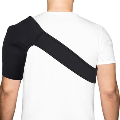 Verstelbare Schouderbrace voor Ondersteuning en Stabiliteit, Schouderbandage voor Mannen en Vrouwen, Ideaal voor Blessures en Herstel (Zwart)