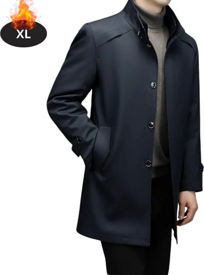 Livano Mantel Heren - Tussenmantel - Jas - Mantelpakje - Trenchcoat - Overjas - Overcoat - Winter - Marineblauw- XL