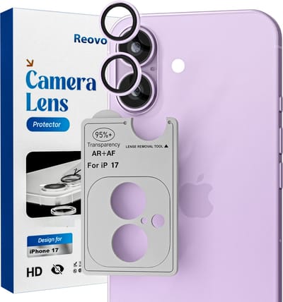REOVO Camera Protector – Geschikt voor iPhone 17 - 0.05mm Slim Fit – Lavendel paars -Titanium Frame – Anti-Kras & Schokbestendig