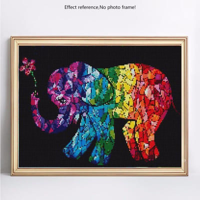 Diamant Schilderij Ronde Steentjes Dieren Diamant Borduurwerk Volledig Weergave Olifant Huisdecoratie 20X30 blue