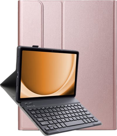 Hoes Geschikt voor Samsung Galaxy Tab A9 Hoes Toetsenbord Hoes Case Book Cover Hoesje - Hoesje Geschikt voor Samsung Tab A9 Keyboard Hoes - Rosé goud