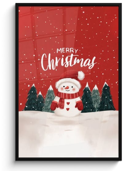Poster in lijst - Fotolijst 80x120 cm - Posters - Kerstgroet - Sneeuw - Rood - Posterlijst zwart - Decoratie - Wanddecoratie woonkamer - Muurdecoratie slaapkamer - Kerstversiering - Kerstdecoratie voor binnen - Kerstmis