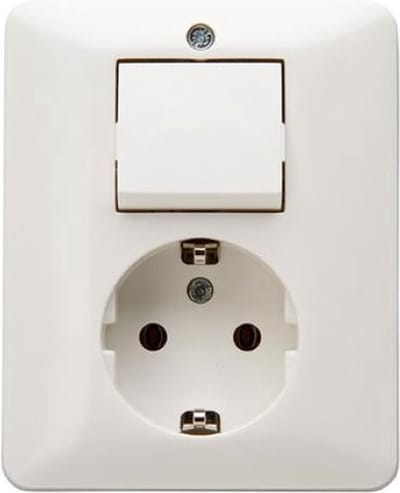 PEHA Standaard combinatie wisselschakelaar / wandcontactdoos - Inbouw - Randaarde - Wit