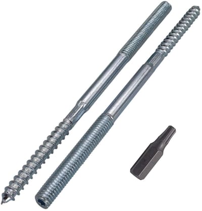 Stokschroeven M8 x 150 mm - Dubbele Draad Plugschroeven voor Diverse Montageklussen