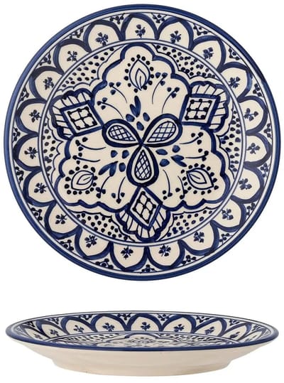 Bloomingville Bord aardewerk blauw Karlie 19cm