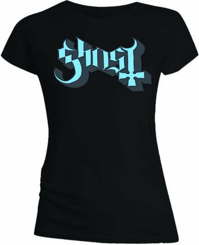 Ghost - Blue/Grey Keyline Logo Dames Tshirt - L - Zwart