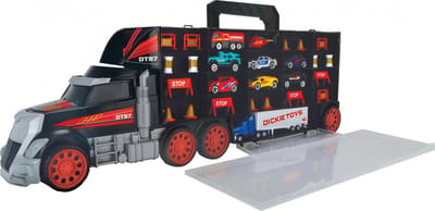 Dickie Toys - Speelgoedvoertuig - auto, koffer, transporter met speelgoedautootjes, 2in1 vrachtwagen