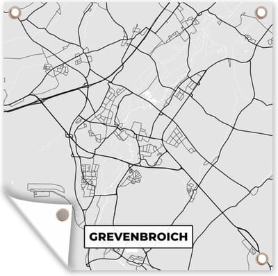 Tuin poster Plattegrond - Grevenbroich - Stadskaart - Duitsland - Kaart - 200x200 cm - Tuindoek