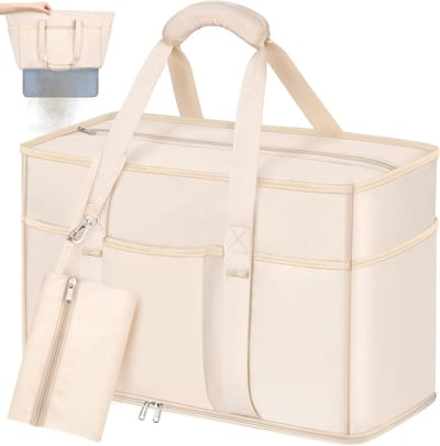 Grote Strandtas XXL voor het Gezin 45L Vouwbare Weekender Bag met Meerdere Compartimenten en Ritssluiting, Ideaal voor Vakantie en Boodschappen