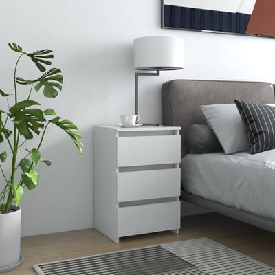 vidaXL - Nachtkastje - 40x35x62,5 - cm - bewerkt - hout - wit