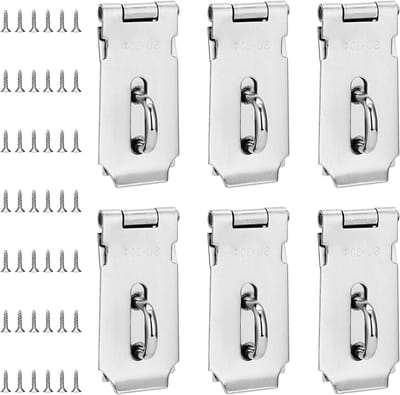 6 Stuks 7.5 cm Hangslot Hasp, RVS Deurslot Beveiligingsklem, Deurslot met Schroef voor Huis, Kast en Poort