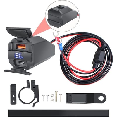 Adaptateur secteur pour téléphone 100W PD+QC3.0 QC4.0 Double Port Chargeur de Batterie Moto d'Urgence Bidirectionnel Étanche avec Interrupteur Voltmètre de la rose de chine