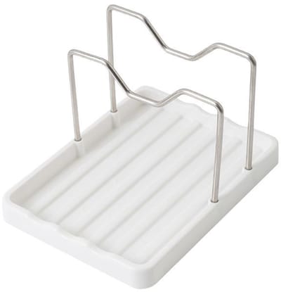 Praktische Dekselhouder met Druppelbak en Lepelsteun voor Kookgerei in de Keuken, Ideaal voor Aanrecht en Pantry