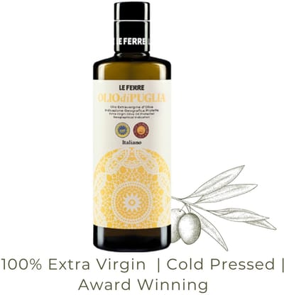 LeFerre OLIO DI PUGLIA - Premium Extra Vierge Olijfolie - 500 ml - 100% Italiaanse olijven - I.G.P. gecertificeerd - Superieure kwaliteit - Eerste koude persing - Rijk aan antioxidanten - Bekroonde olijfolie