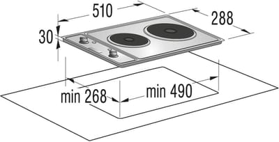 Elektrische Kookplaat - Inbouw Kookplaat - Thuis Koken - Twee Kookzones - 288 cm Breed - Zilver