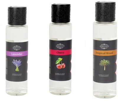 Scentchips Lavendel + Cherry + Tropical Wood - Geurolie Voor Oliebrander Set van 3 - Parfum Olie - Geurolie Voor Lampenolie - Geurlamp Olie - 200ml x 3