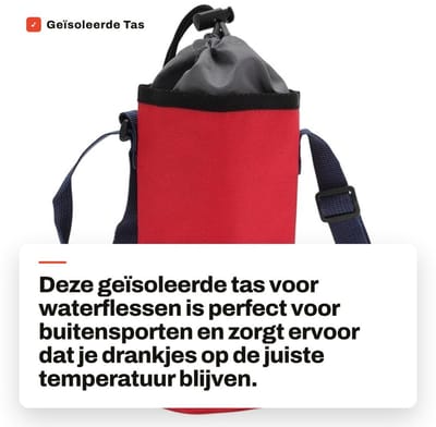 Dailygoods- Geïsoleerde Tas Drielaagse Constructie - Waterfleshouder - Schokbestendig - Verstelbare Schouderriem - Draagbaar - 25 x 9 cm - Flessenhouder