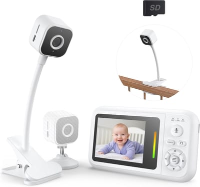Babyfoon met camera - Kindermonitor audio - Veilige kinderkamer - Geen wifi nodig - 28 inch HD - Wit