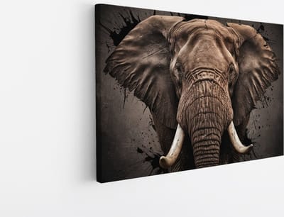 Saammp Canvas Schilderij - Olifant - Portret - Dieren - 45x30 - Foto op canvas - Wanddecoratie - muurdecoratie Woonkamer - Slaapkamer decoratie - Canvas Print