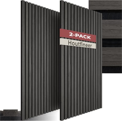 tectake® Akoestische Panelen - Set van 2 - Akoestisch Wandpaneel - 50 x 110 cm - 1,1 m² - Wandpanelen met Aanpasbare Grootte - Lattenwand van MDF en Houtfineer - Geluidsisolatie - Stijlvolle Wanddecoratie - Eenvoudige Montage - Zwart Eiken