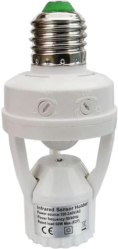E27 Lamp fitting met PIR Bewegingssensor 360°, Tijdinstelling 10s-5min & Lichtgevoeligheid 3-2000 Lux