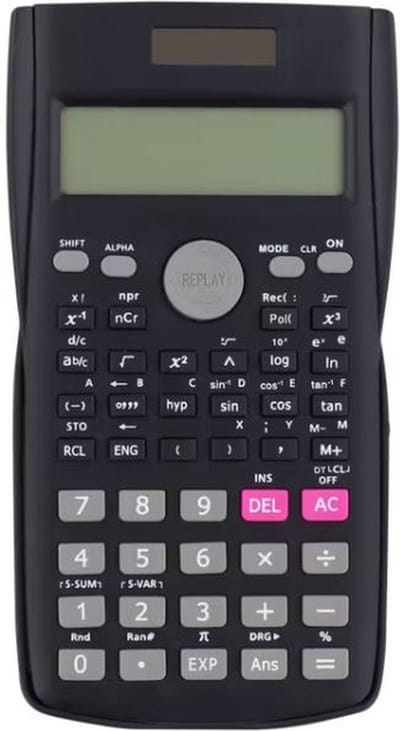 Wetenschappelijke Rekenmachine - Zwart - Kunststof - 8,5 x 15,5 cm - Calculator - Rekenen - School - Kantoor - Campus