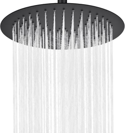 Douchekop, diameter 25 cm, rond, regendouche van roestvrij staal 304, grote douchekop met 360 graden draaibaar, zelfreinigend/antikalk, zwart