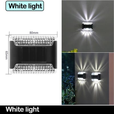 LED Solar Wandlamp Zonlicht Buitenverlichting Binnenplaats Straatlantaarn Tuin Balkon Decoratielamp wit
