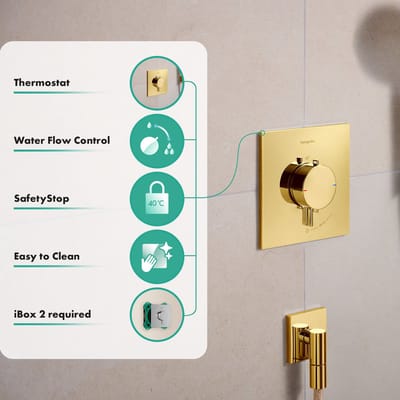 Hansgrohe Ecostat Comfort E - Thermostatische inbouwkraan, gepolijste gouden uitstraling 33710990