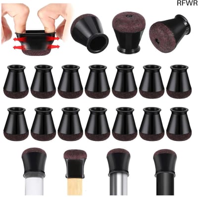 RFWR® Stoelpootdoppen 24 stuks - Vilt en Siliconen Antislip Beschermers voor Vloerbescherming (14-19 mm)