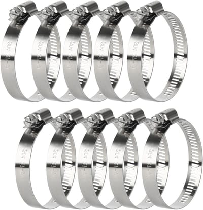 RVS Slangklemmen Set - Verstelbare Worm Gear Slangklemmen voor Auto Radiator en Brandstofleidingen, 10 Stuks, Bereik 1 Inch tot 2 Inch