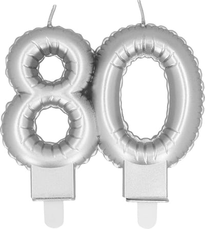 Boland - Kaarsje '80' zilver 80 Zilver - Geen thema - Verjaardag - Jubileum